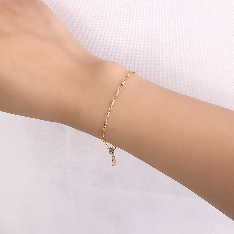 Domino Handmade Delicate Cylinder chain Bracelet IN Fashion for everybody with adjustable chain disc finish