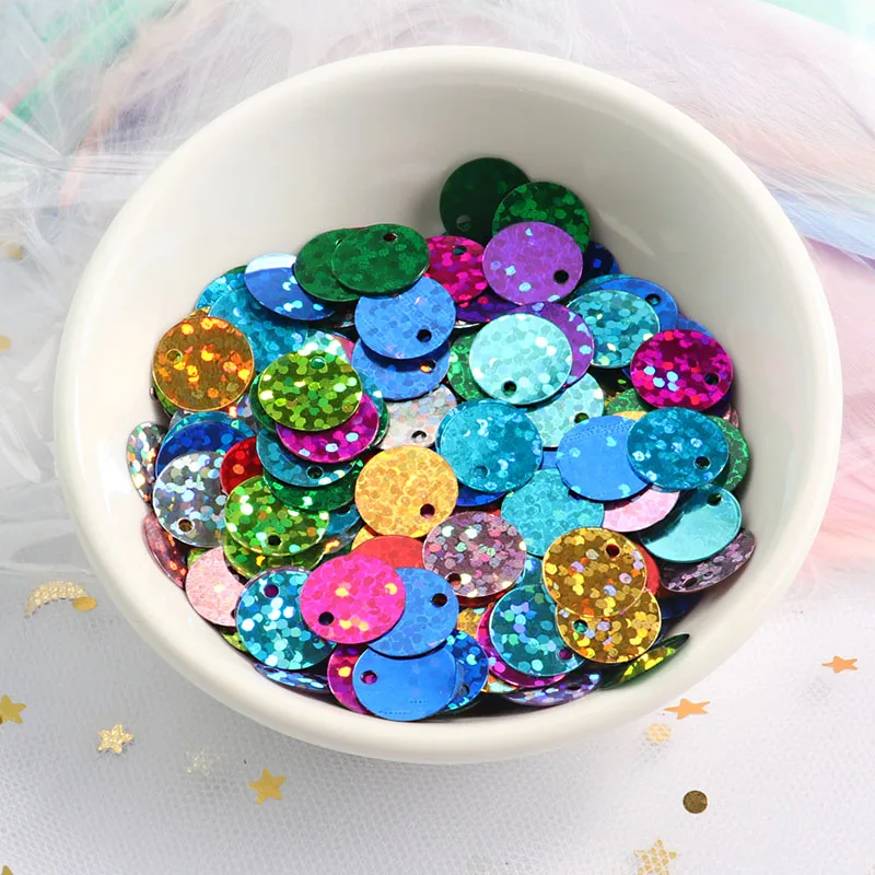 120Pcs/Lot 15mm Laser Sequins Flat Round Loose Sequin For Craft Wedding Confetti Spangles DIY Apparel Sewing Fabric Supplies