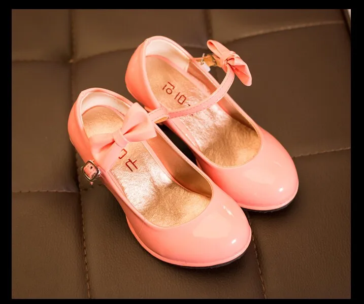 Classic Bow Girl PU Leather Shoes For Girls Party Dance Children Kids Shoes 2-14 Years Princess Child Wedding Shoes