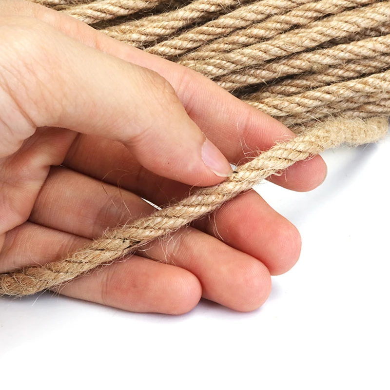 Natural Jute Rope Twine, Hemp Twisted Cord, Macrame String, DIY Scrapbooking, Craft Decor, Pet Scratching, 6mm, 100m