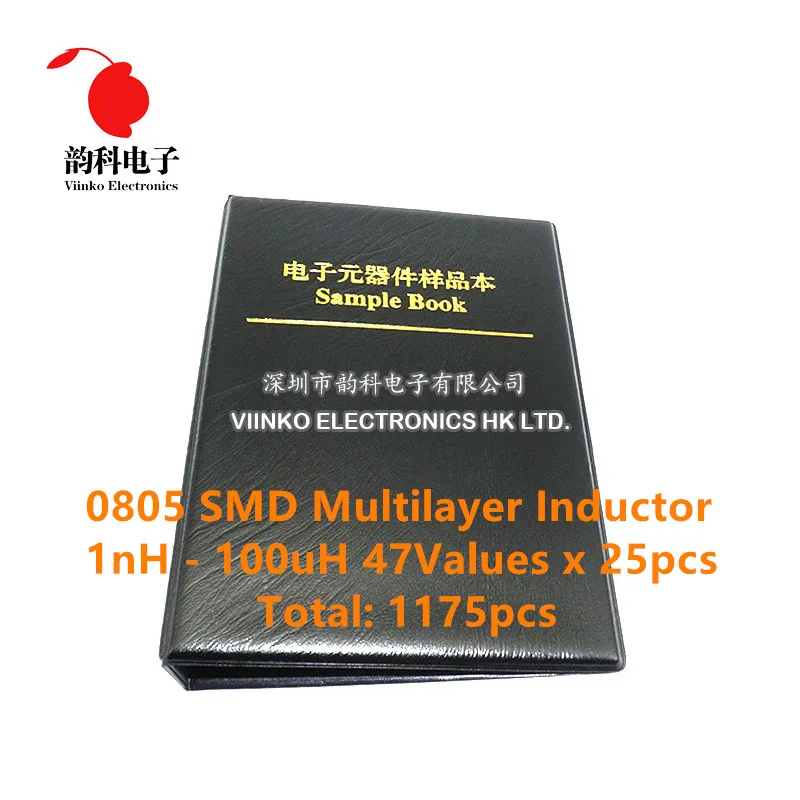 

0805 SMD Multilayer Inductor Sample Book 1nH~100uH 47Values x25pcs=1175pcs Assorted Kit