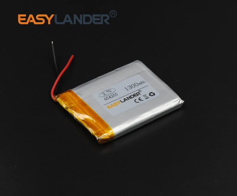 3.7V 1300mAh 654255 Rechargeable Lithium Li-ion Li Polymer Battery For  MP3 PAD DIY bluetooth GPS Vedio Tablet PC mobile