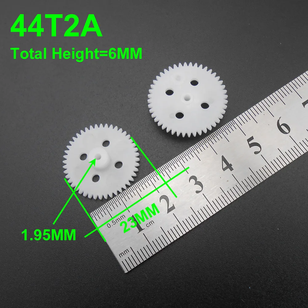 

1000PCS/LOT 0.5M 44T 2A Plastic Spur Gear 0.5 Modulus T=44 Aperture: 2mm 1.95MM Tight Fitting 44 Teeth 6MMX23MM Gears NEW *FD861