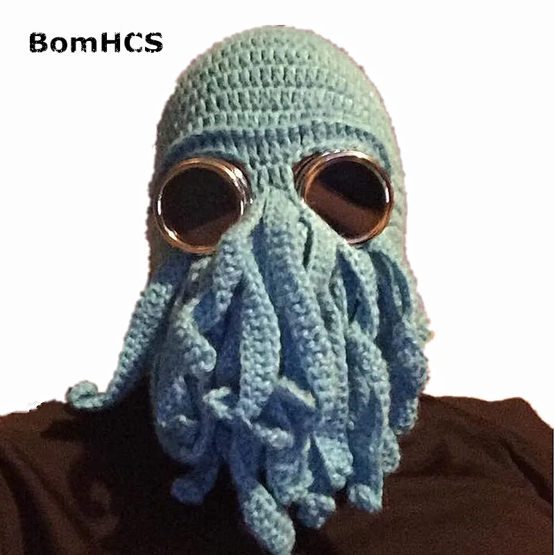 BomHCS Novetly Tentacle Octopus Pirate Cthulhu Crochet Beanie Hat Wind Mask Cap
