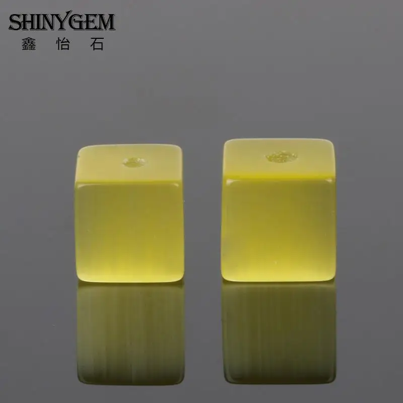 2024ShinyGem Square Cube Cat Eye Stone Beads 4mm/6mm/8mm Rainbow For Jewelry Making Random Mix Colors 50pcs/Pac