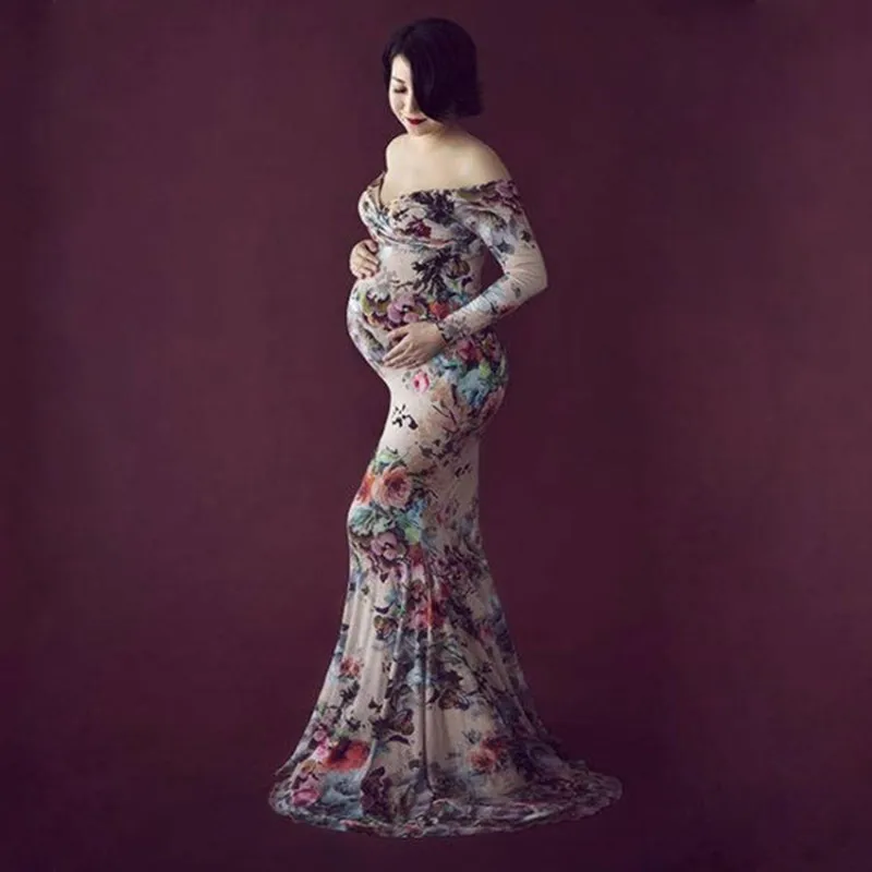 

Newest Maternity Photography Props Pregnancy Clothes Maxi Maternity Photo Shoot Dress Long Milke Silk Dresses For Pregnant Woman