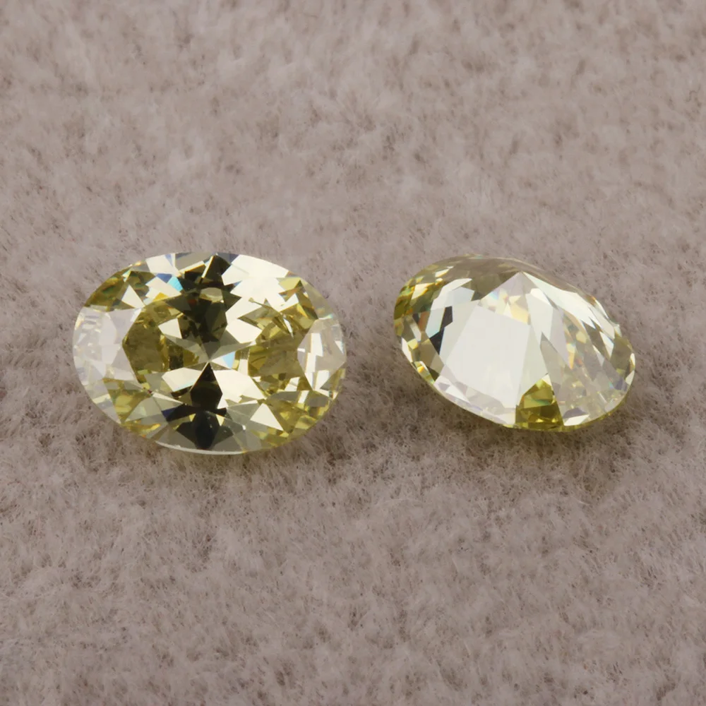 5A Peridot Yellow Diamond Cubic Zirconia Oval Cut Gemstone