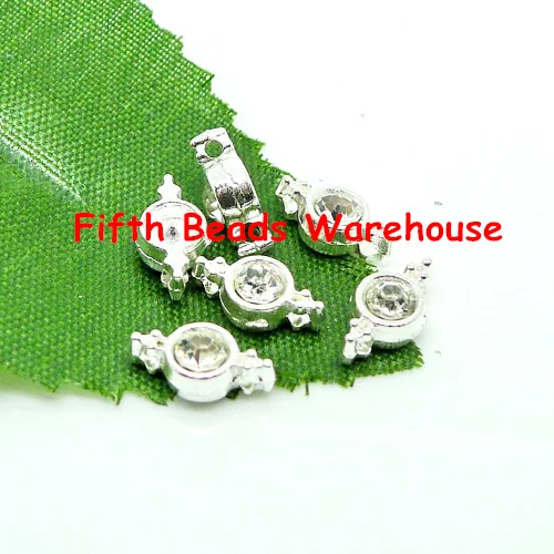 

free shipping 5x10mm silver colour flower shape rhinestone connection beads with 2 hole clasp 400pcs/lot R122