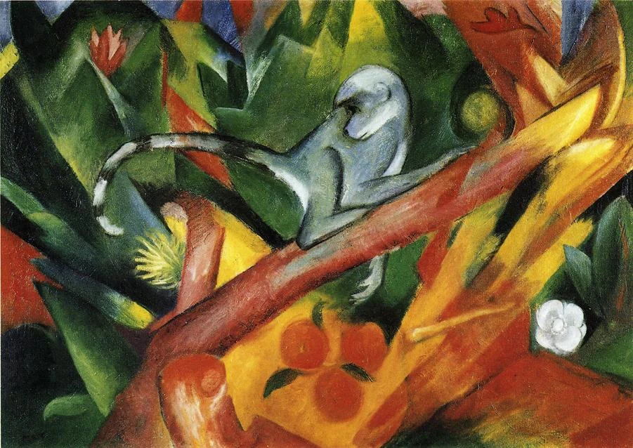 High quality Oil painting Canvas Reproductions The Monkey 1912   By Franz Marc  hand painted