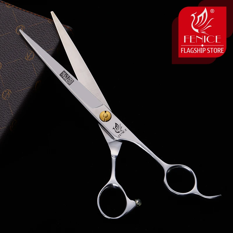 Fenice Professional 6.75 inch Scissors for Dog Grooming Straight Shears Animals Cat Hair Cutting Barber Cutting Tool makas