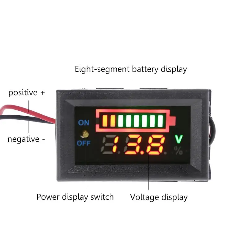 12V Auto Piombo Livello Carica Della Batteria Indicatore Capacità Della Batteria LED Misuratore Capacità Voltmetro Tester