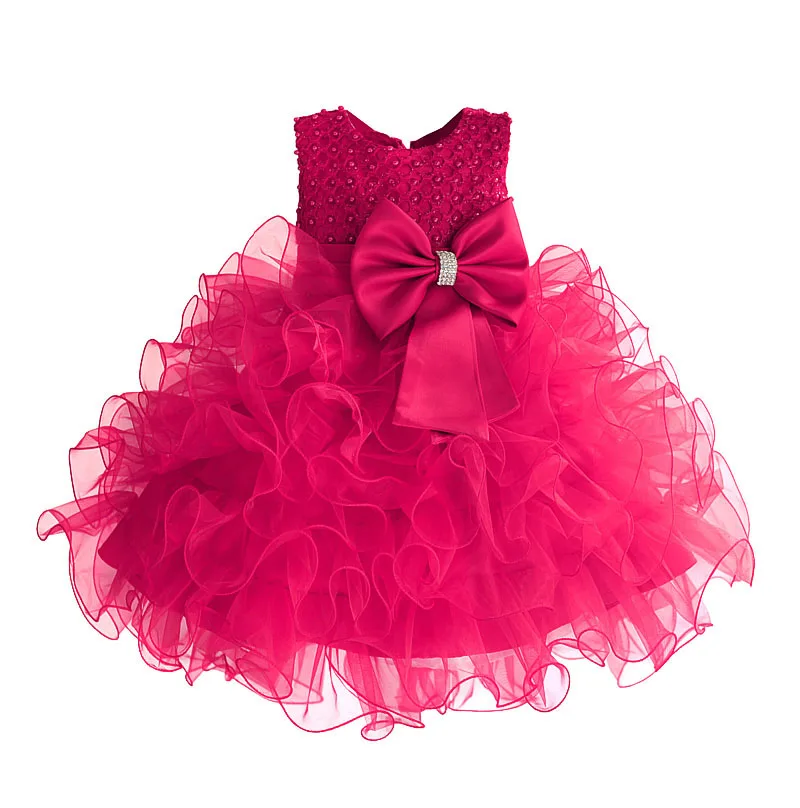 

Amazing TUTU Style Girl Wedding Dress Pearls with Super Big Bow Kids Party Dresses for Girls roupas infantis menina 2-7 Years