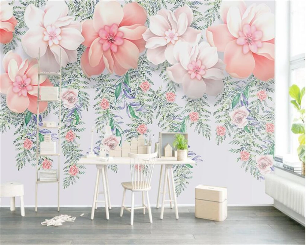 

beibehang 3d wallpaper Beautiful three-dimensional flowers fresh watercolor vintage wallpaper hand-painted background tapety