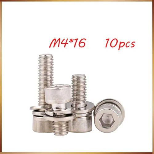 

Free shipping 10pcsM4*16mm 304 Stainless Steel Knurled combination Thumb Head Inner HexBolt Hexagon Socket Washer Assembly Screw