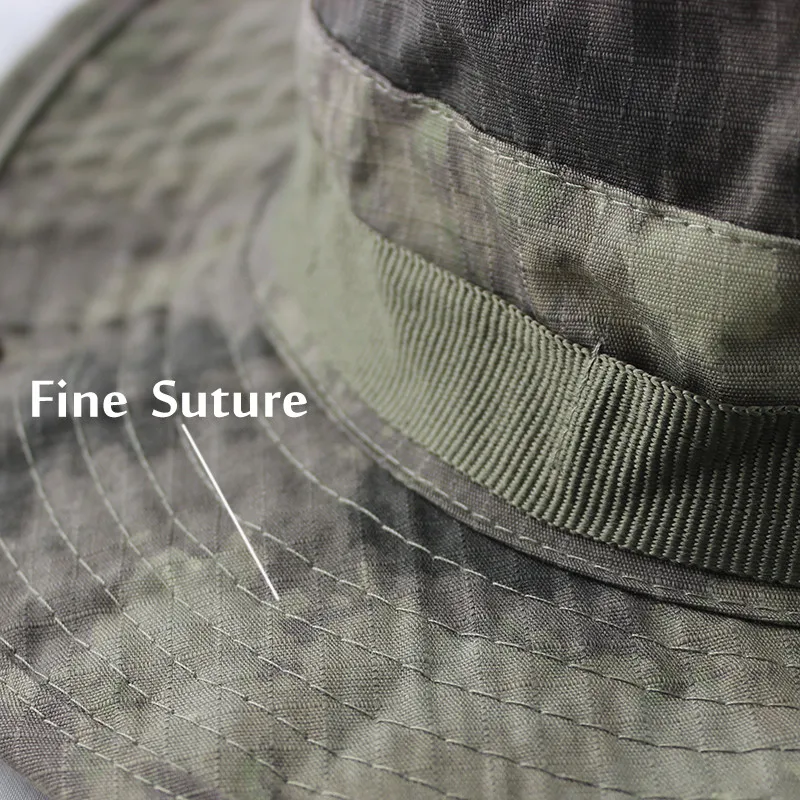 Summer Outdoor Hunting Fishing Safari Bucket Hat Camouflage Boonie Hats Nepalese Cap Hiking Sun Hat with Adjustable strap