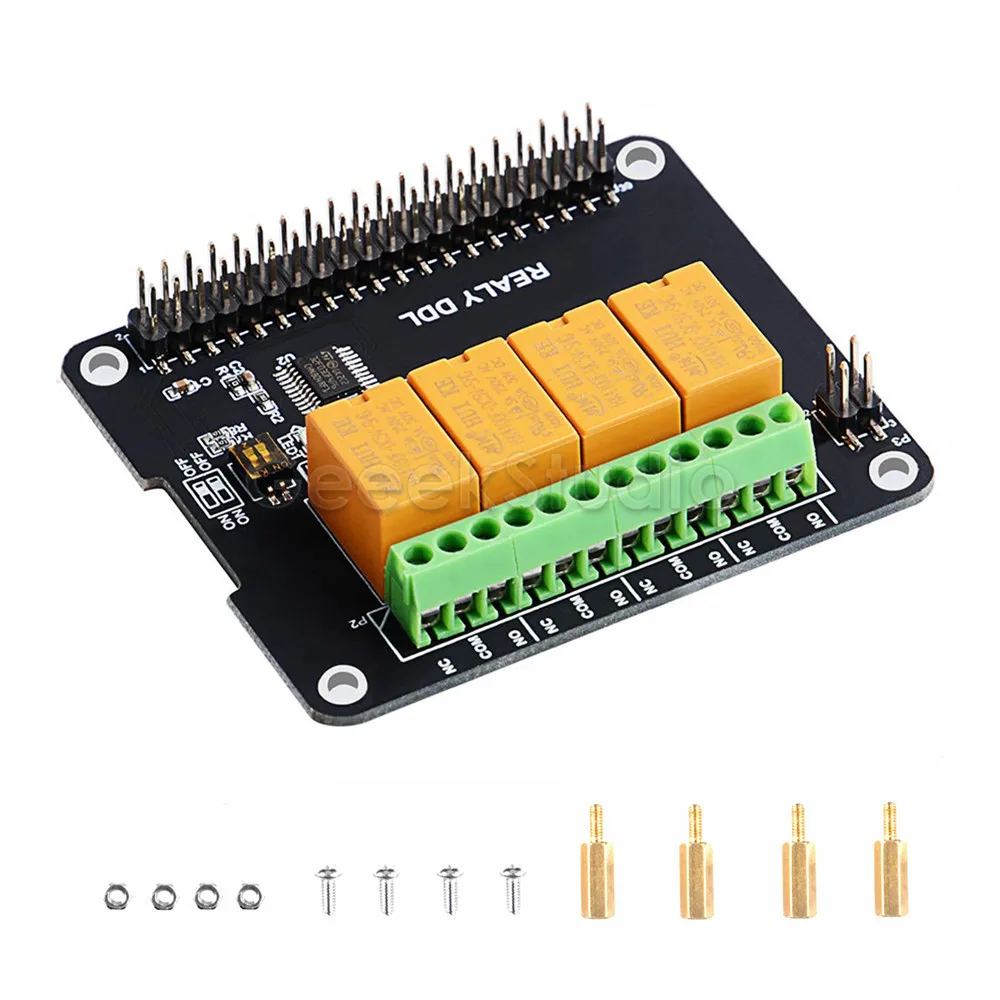 4 Channel Relay Hat Board For Raspberry Pi 4B / 3B+ (Plus) / 3B / 2B