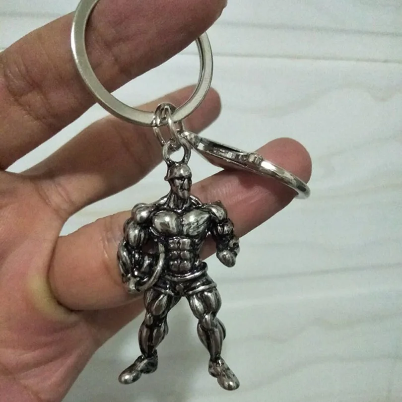 Strong Man Barbell Keychain Fitness Bodybuilding Key Chains For Car Wallet Keys Ring Sports Men Hip Hop Jewelry Gym Gift J167