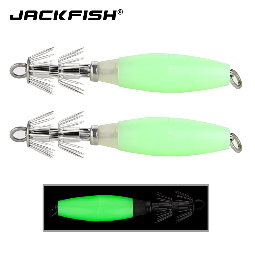 

JACKFISH Luminous Squid bait 3pcs/lot Fishing Lure 14.5g/92mm Hard bait Pesca Artificial Bait for seawater