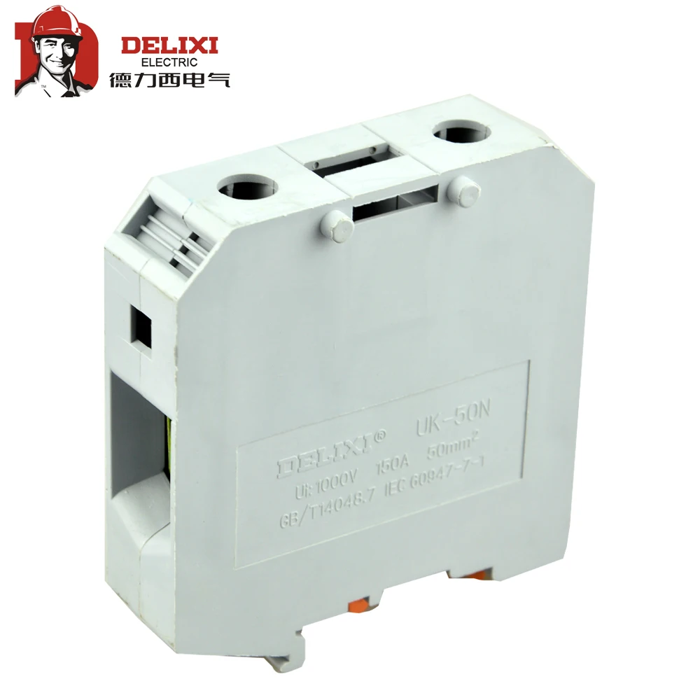 DELIXI UKH-50N 50mm2 Din Rail Electrical Conductor Terminal Block Connector UK-50N