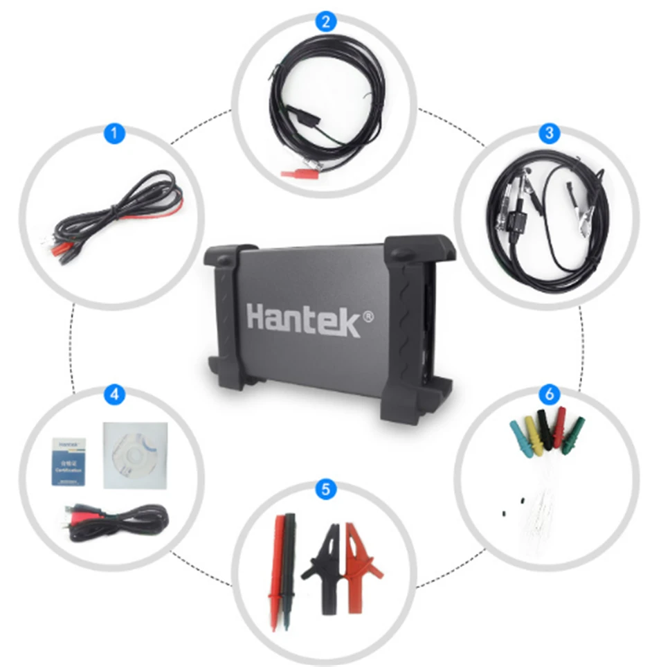 Hantek Oscilloscope Portable 6204BE USB Oscillograph PC 200MHz 4 Channels 1Gsa/s Digital Osciloscopio Automotive Car-Detector