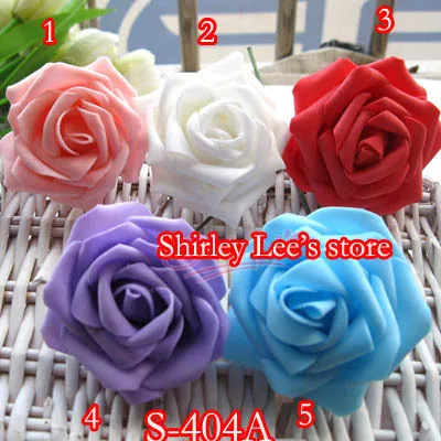 500pcs X  Single  Foam Rose  Stem (7*6cm)  In 5 Different Colors,Favour Box Decor. Wedding Flowers .