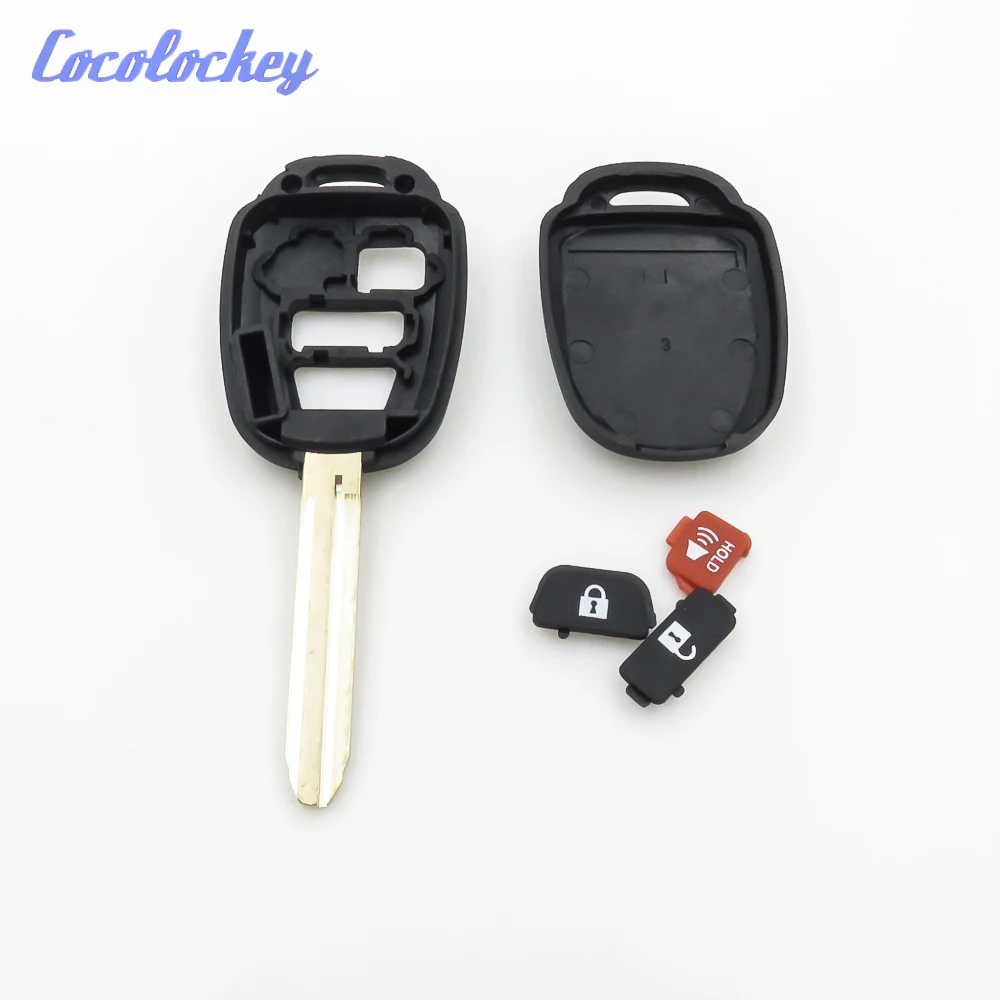 Cocolockey capa de chave remota, substituição de 3 botões sem chave, compatível com toyota rav4 highlander fob chave sem cortes, 3 botões, sem logotipo