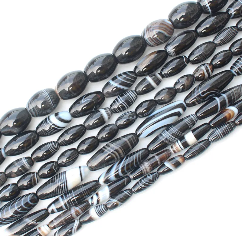 Black stripe ag 6-30mm Oval beads 15inch per strand ,  For DIY Jewelry Making, pendant,necklace