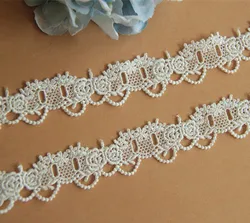3cm wide 3yard/lot White Embroidery Flower Wedding Lace Trim Bridal Neckline Rose Lace can Pass Ribbon X022