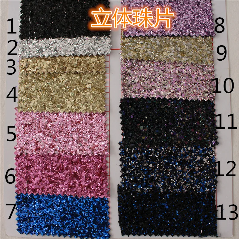 

Hard And Thick Chunky Glitter Synthetic PVC Leather Fabrics Materials