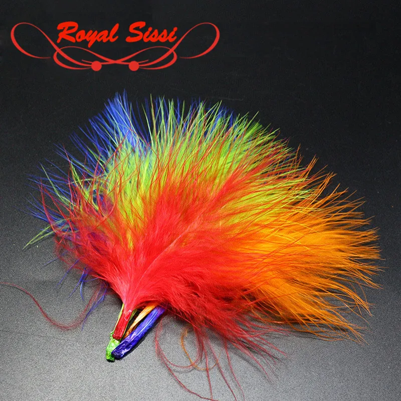 

Royal Sissi Hot 40feathers pack hand selected Turkey Marabou Blood Dyed Feathers wooly Bugger flies body&tail fly tying material