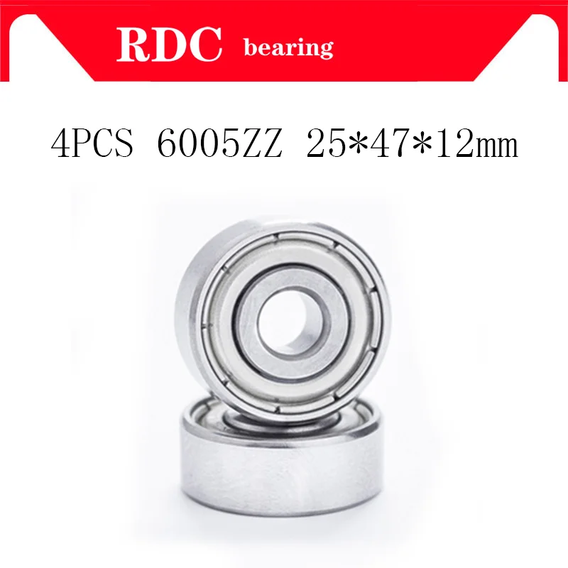 4pcs ABEC-5 6005ZZ 6005Z 6005 B6005ZZ 6005ZZ 25*47*12 mm chrome steel High-quality deep groove bearing Metal Sealed Ball Bearing