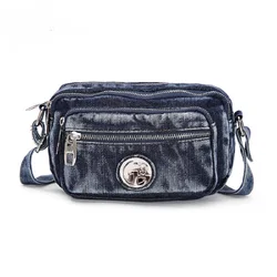 Vintage Fashion Soft Flap Simple Denim Jeans Women HandBags Waist Bag Totes Female Shoulder Messager Bag