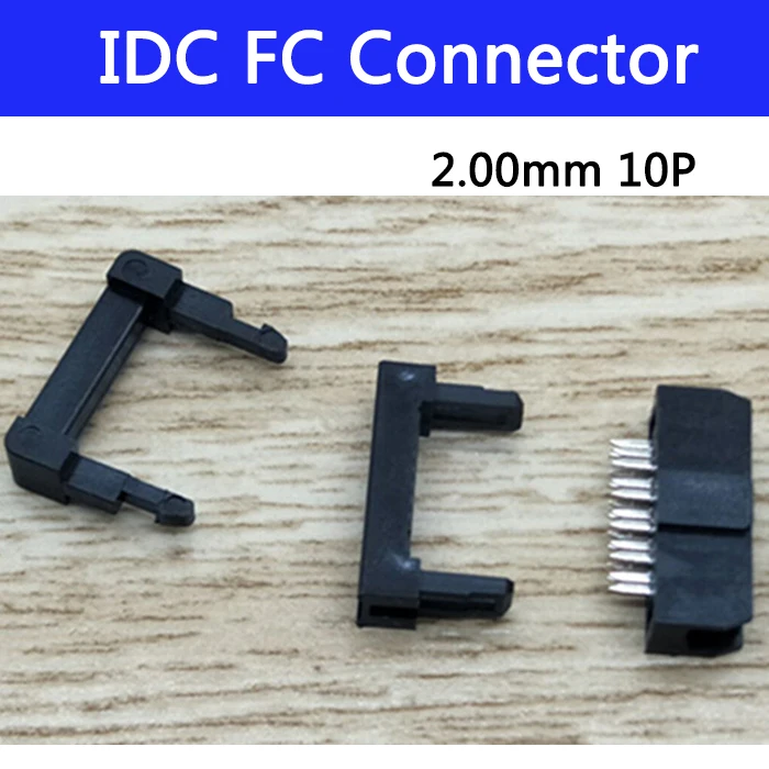 100pcs 2.00 mm IDC Socket Female FC 10P 10pin Rectangular Connector adapter Ribbon Cable 1.00 mm