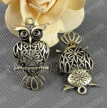 

Fashion Jewelry Findings Accessories charm pendant alloy bead Antique Bronze 25*51MM owl shape 10PCS JJA2667