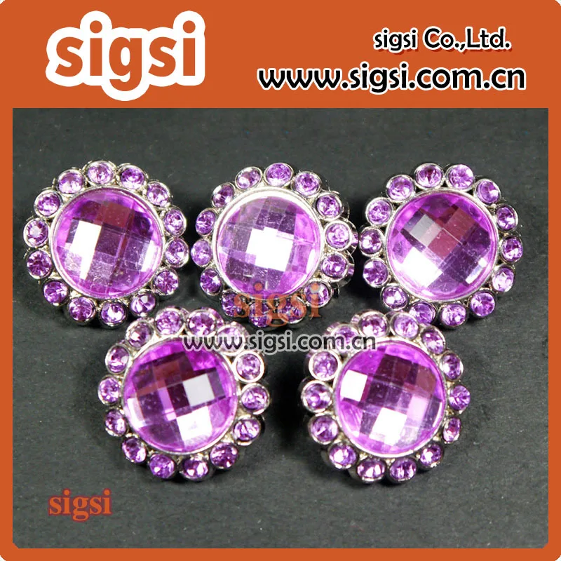 

more style purple flower shape shiny acrylic rhinestone buttons for garments