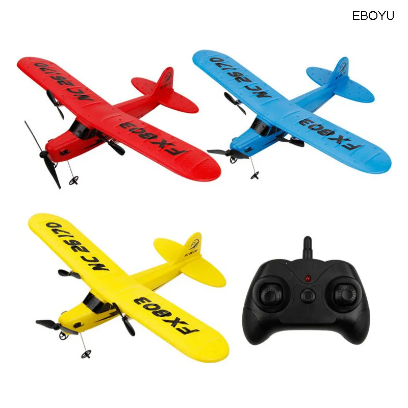 EBOYU Fly Bear FX803 RC Airplane 2CH 2.4G Gyro RC Aircraft RC Glider Plane Gift Toys for Kid Toy-Random Color Sent