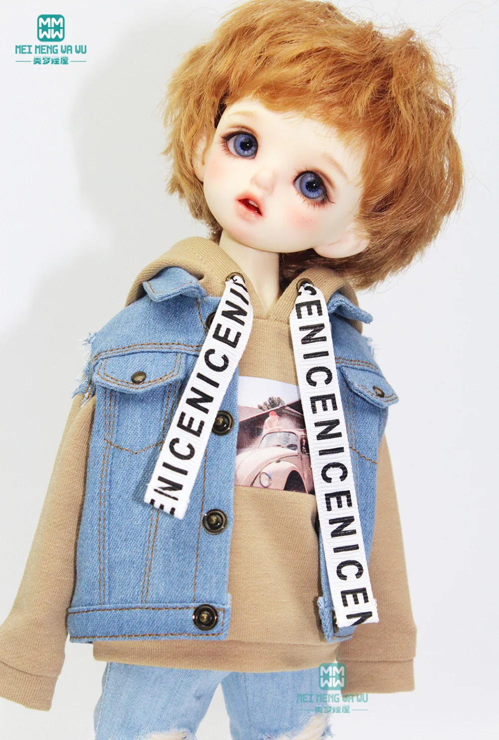 clothes for doll fit 30cm 1/6 BJD YOSD doll fashion Sports hoodie, denim horse, hole pants