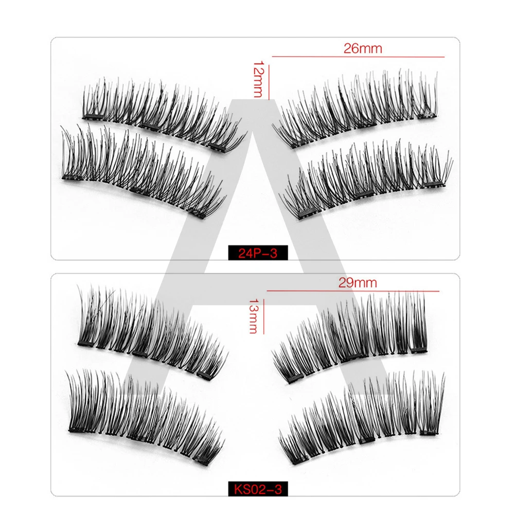 2คู่3D ขนตาปลอม Mink Eyelashes Eye แต่งหน้าขยายขนตาปลอม Eyelash Magnetic ชุดแหนบ