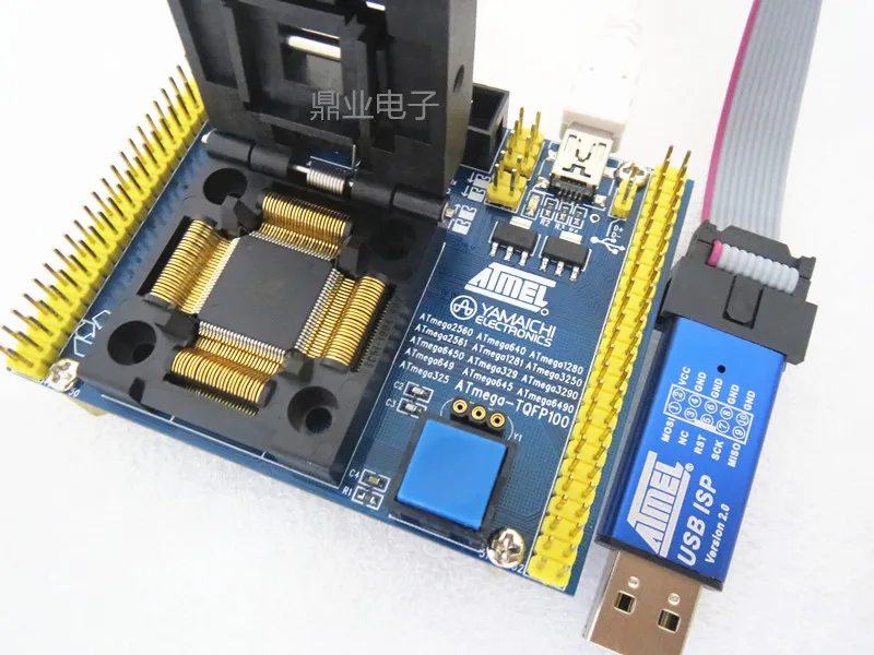 Clamshell QFP100 ATmega2560/640/1280/2561/1281/3250 with USB downloader IC Burning seat Adapter Test Socket test bench