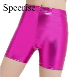 Speerise Girl Ballet Shorts Jazz Gymnastic Hot Boy Dance for Stage wear Shiny Metallic Exercising Shorts