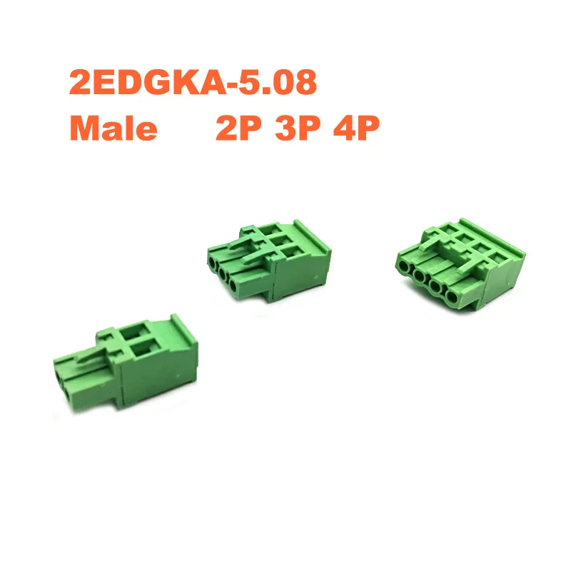 5Sets Pitch 5.08mm Screw Plug-in PCB Terminal Block 2EDGKA 2EDGV  2P 3P 4P Straight Pin Male/female Pluggable Connector 300V 15A