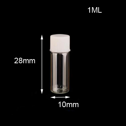 

100pcs/lot 10*28mm 1ml wishing Glass Bottles Vials display White Plastic Cap Empty Tiny Transparent Glass Bottle Jars Screw cap