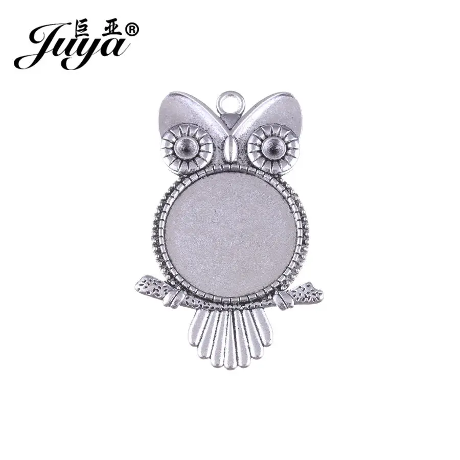 10 teile/los 25mm Cabochon Anhänger Basis Einstellungen Alte Silber Lünetten Charms Für DIY Schmuck Machen Halskette Schlüsselbund Zubehör – Detail 4