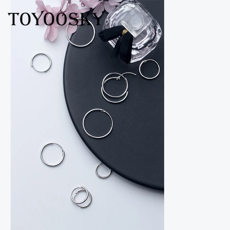 925 Sterling Silver Simple Ear Bone Hoop Earrings For Women Mini Small 8mm 10mm 12mm Buckle Round Circle Jewelry