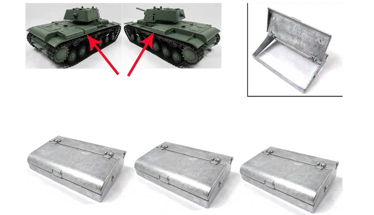 3pcs/sets Mato 1:16 3878-1 Soviet KV-1 remote control tank model accessories metal surface metal storage box