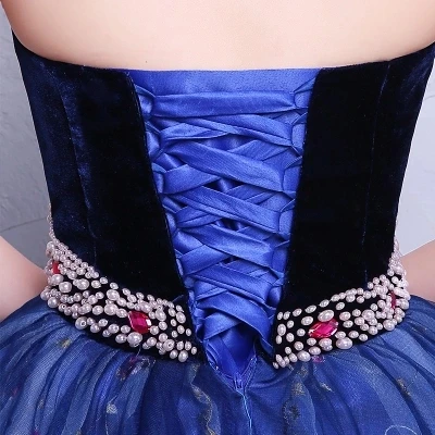 royal blue beading queen ball gown Medieval dress Renaissance gown royal Victorian dress/princess cosplay Belle Ball/ball gown