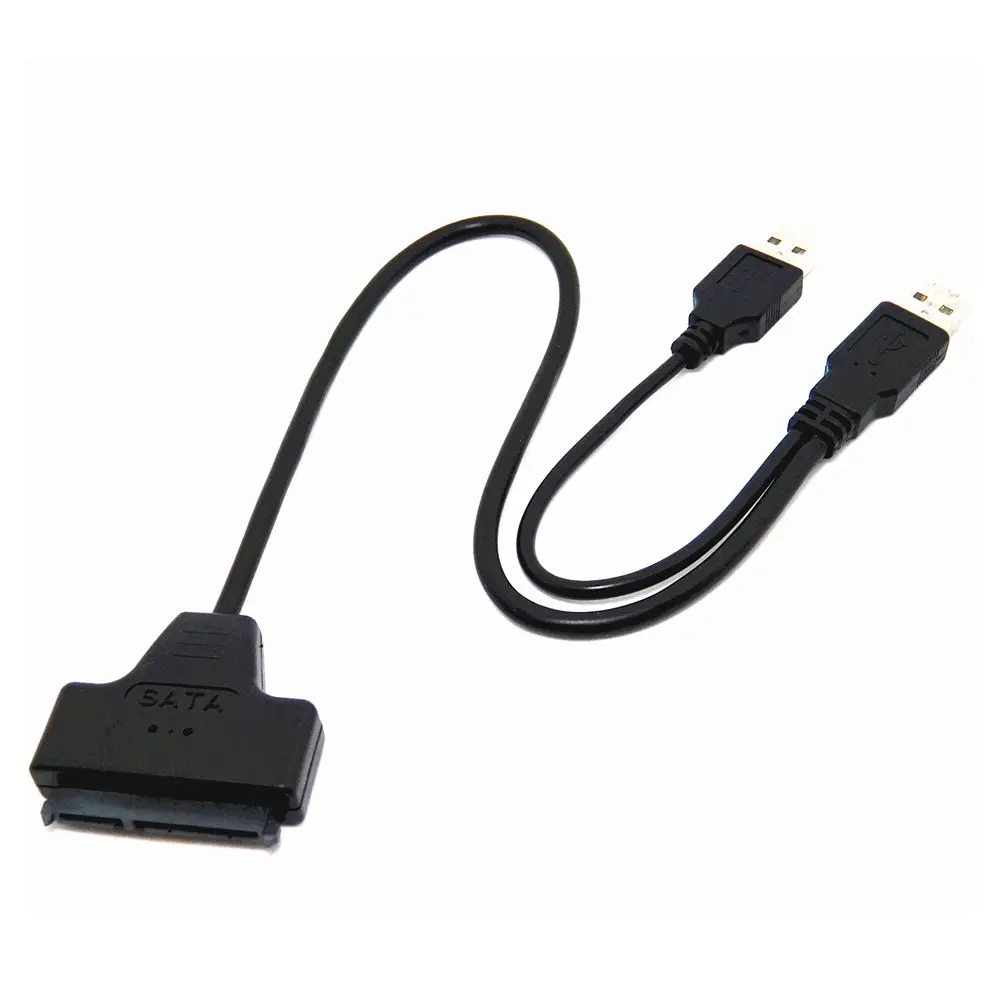 VENDA caliente de Luz Negra con Adaptador USB 2,0 para SATA 7 + 15 Pin 22 a 2,5 HDD, unidade De Disco rígido con Cabo de Ene