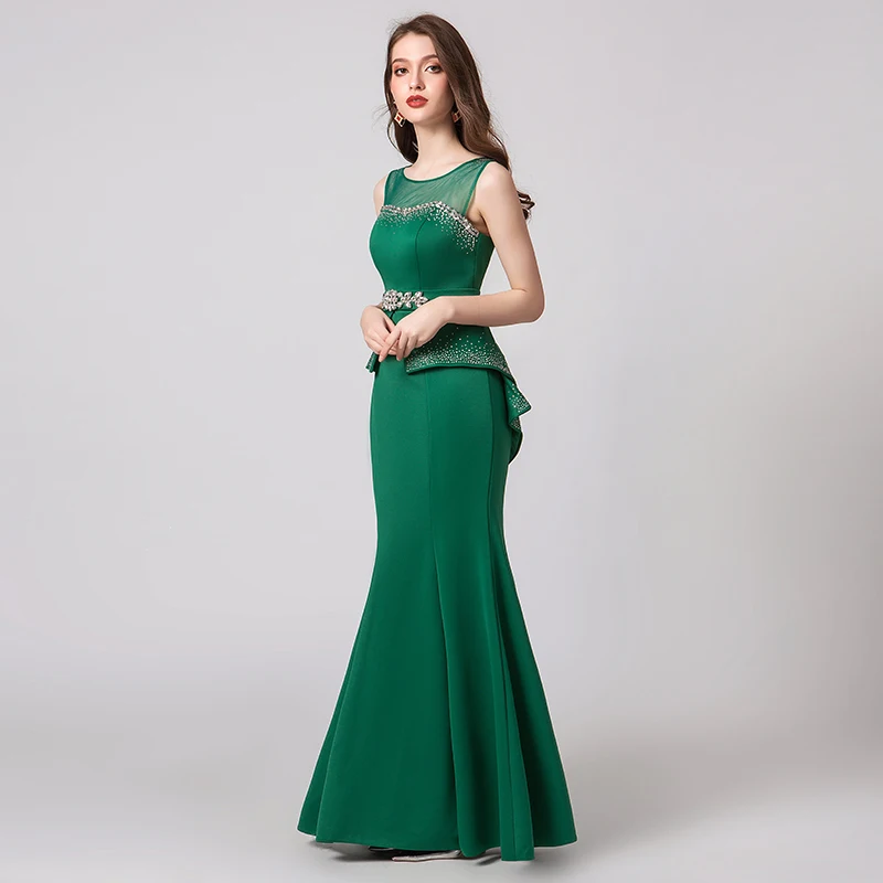 Forevergracedress Elegant สีเขียวสีชุดราตรี 2019 Mermaid Beading แขนอย่างเป็นทางการ Gowns Plus ขนาดที่กำหนดเอง