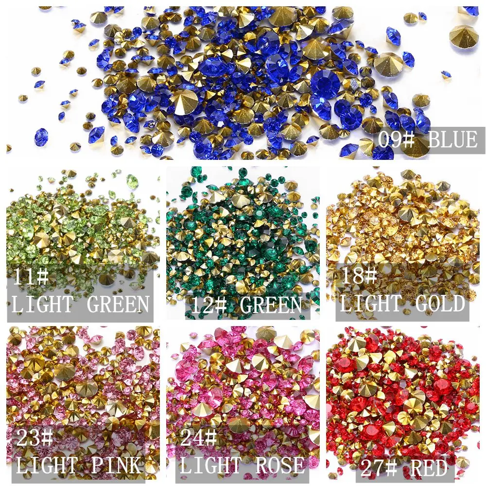 1000pcs Mixed Sizes And Many Colors To Choose Point Back Resin Rhinestones Round Glitter Beads For Jewelry Making DIY Supplies