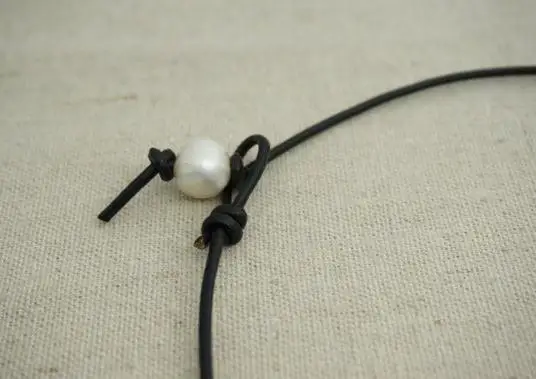 Leather Pearl Choker Necklace,White Color Freshwater Pearl Black Leather Necklace,Birthday Wedding Girl Women Gift Jewelry image 3